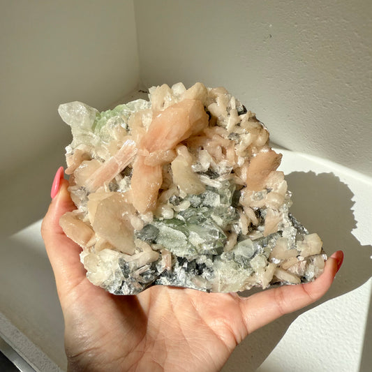 Green Apophyllite, Heulandite Cluster