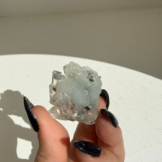 Apophyllite + Heulandite On White Chalcedony Cluster