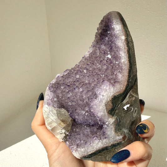 Amethyst + Calcite Cut Base