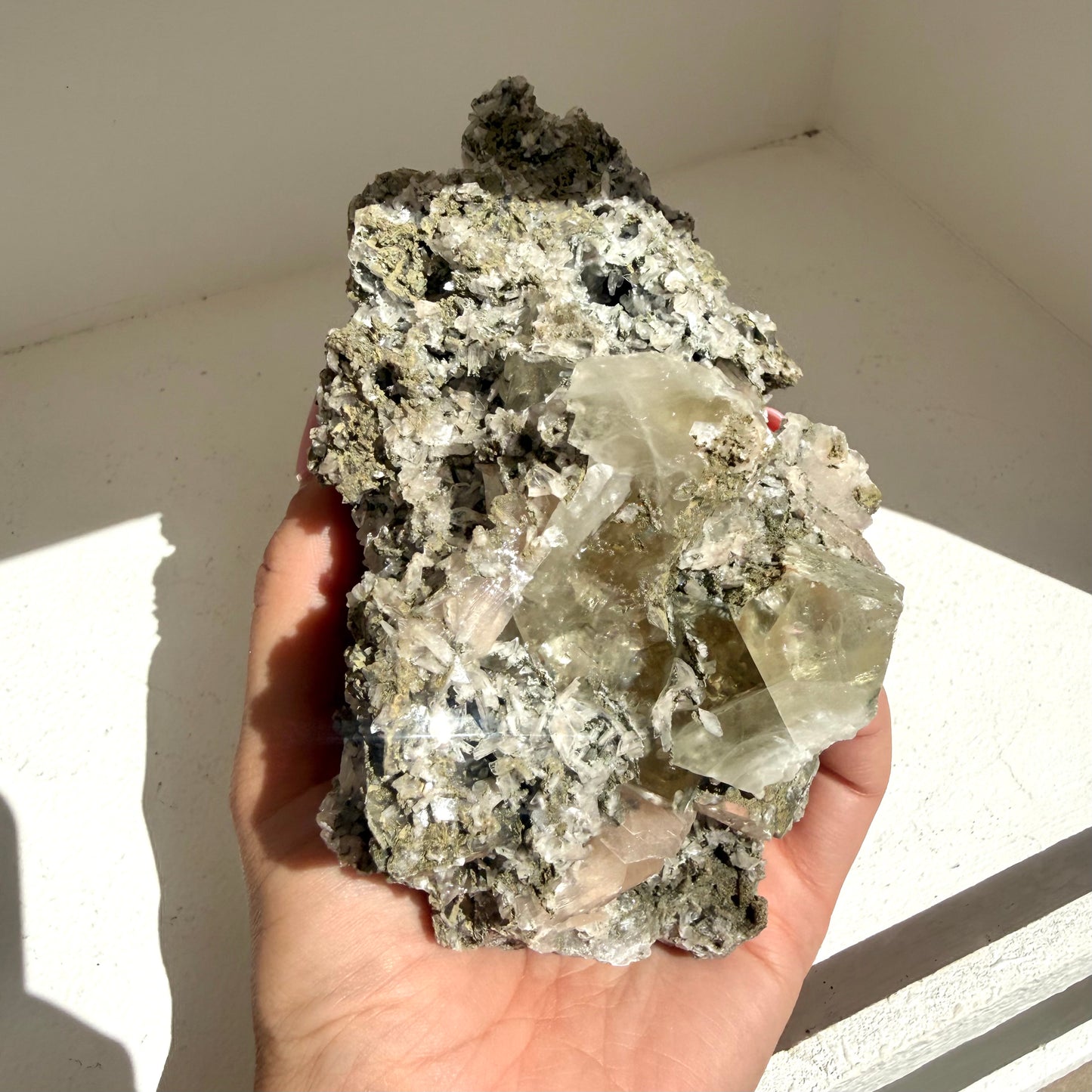 Micro Heulandite + Stilbite + Calcite On Matrix