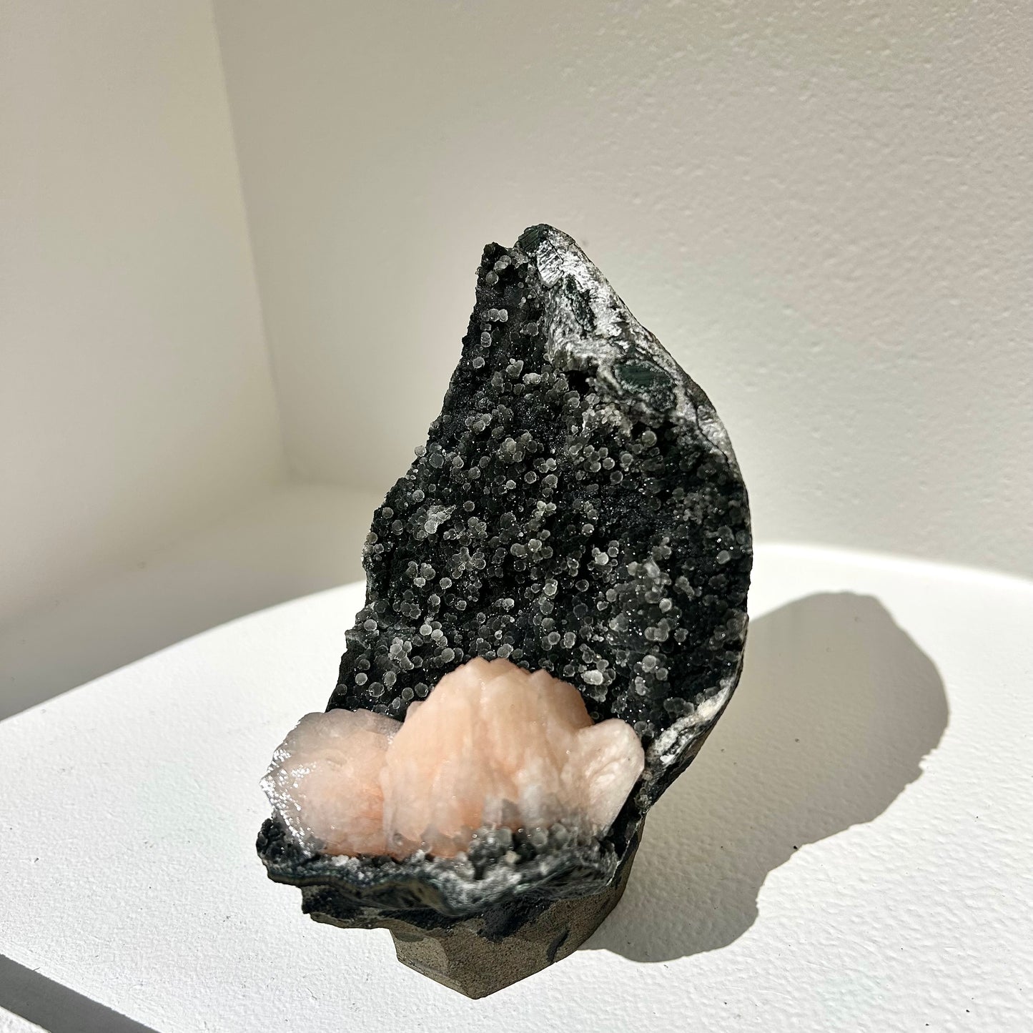 Black Stalactite Chalcedony + Stilbite Freestanding Cluster
