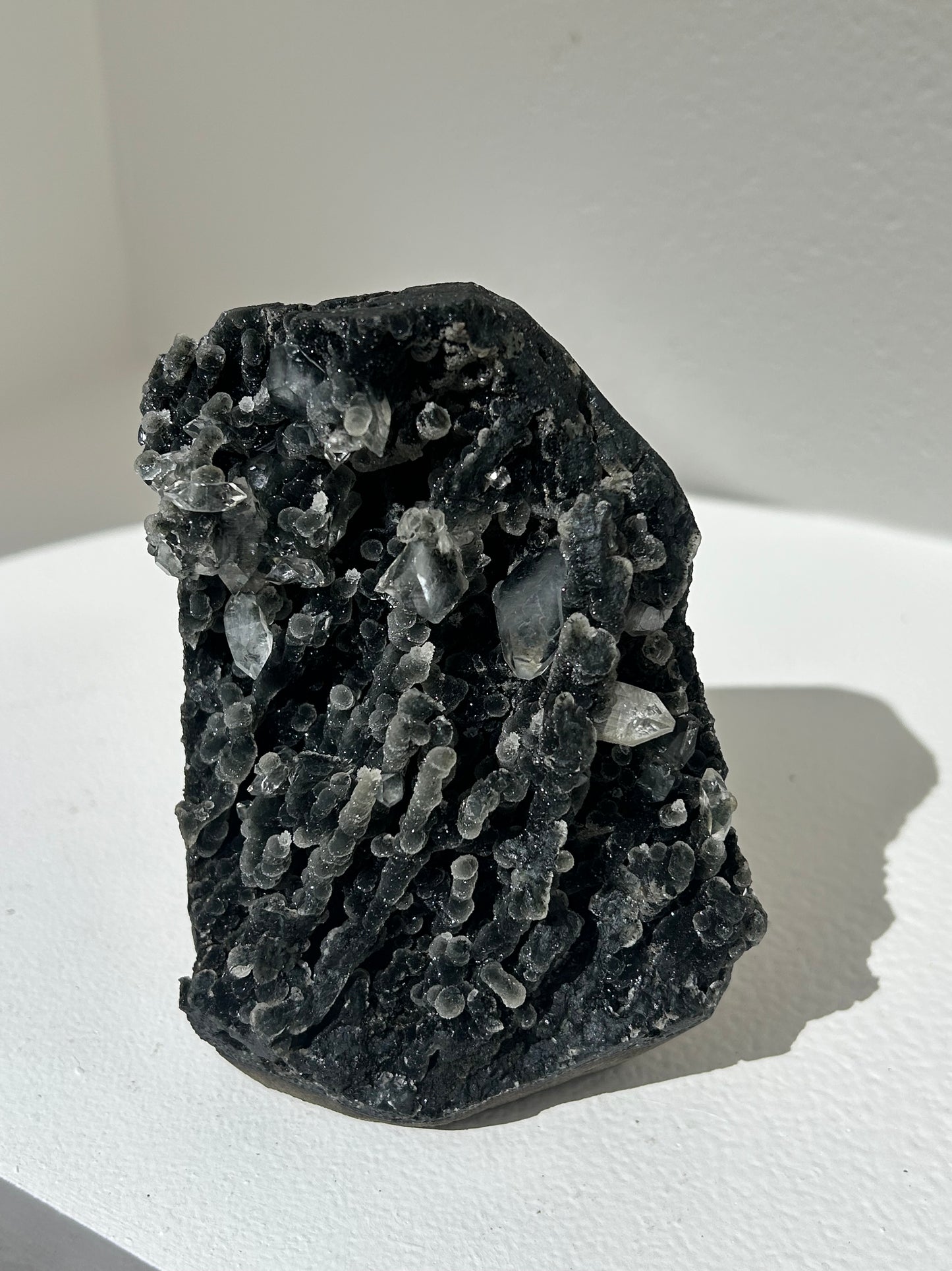Black Stalactite Chalcedony + Apophyllite Freestanding Cluster