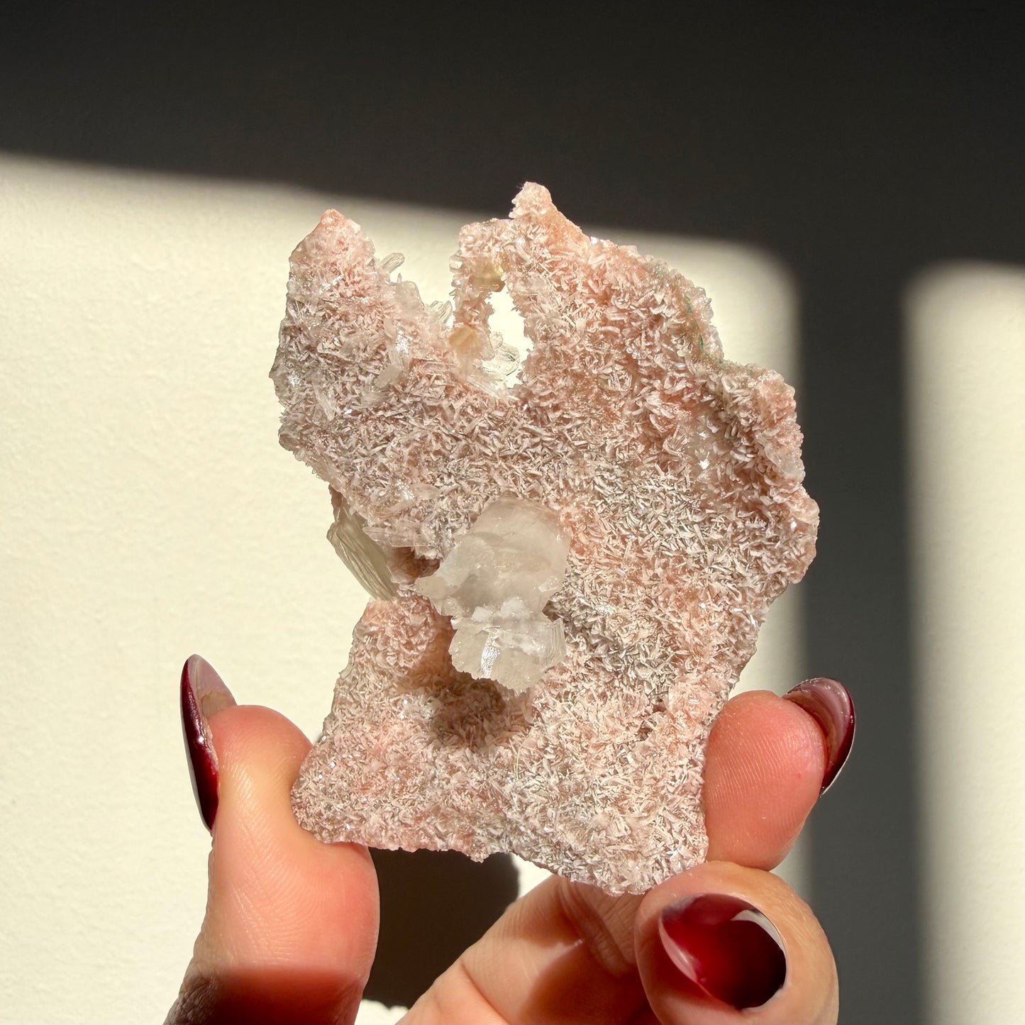Calcite on Pink Micro Heulandite Cluster