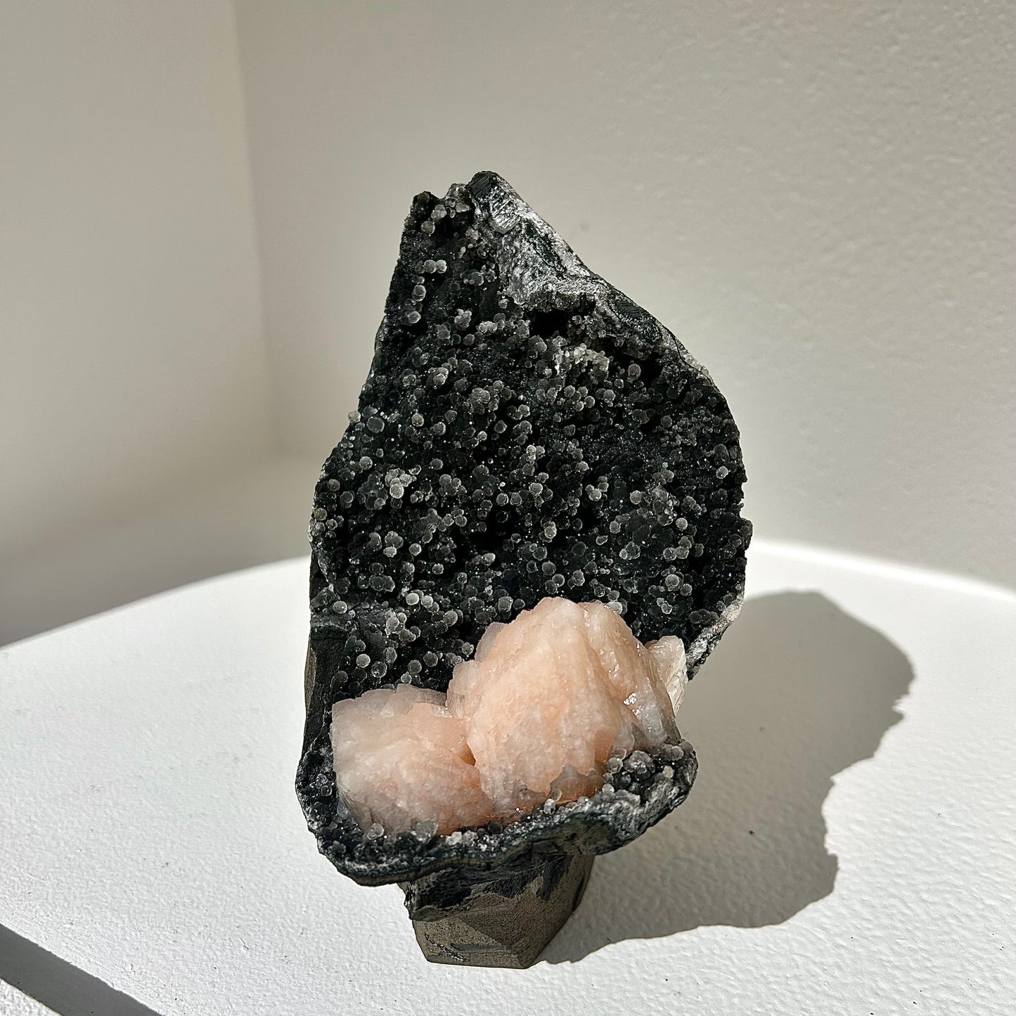 Black Stalactite Chalcedony + Stilbite Freestanding Cluster