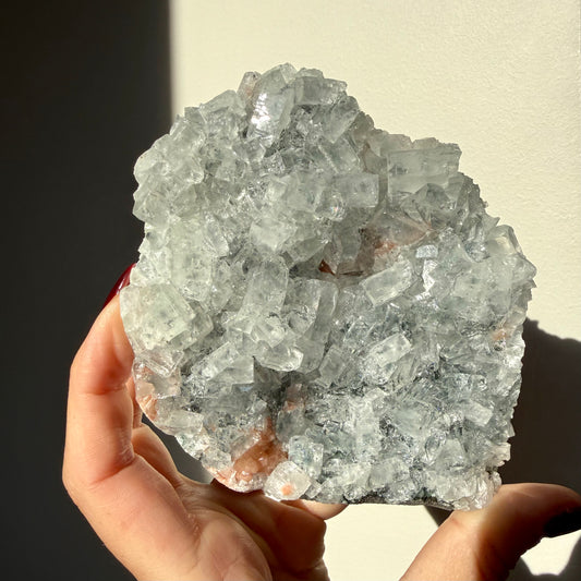 Stilbite On Stormy Apophyllite Cluster
