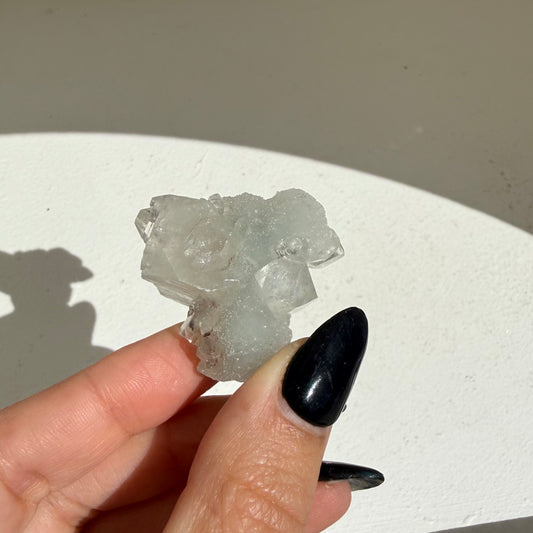 Apophyllite + Heulandite On White Chalcedony Cluster