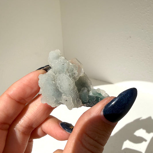 Diamond Apophyllite + Heulandite On White Chalcedony Cluster