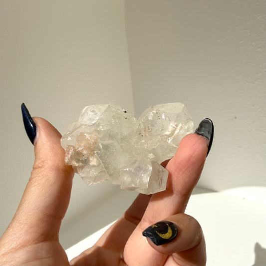 Diamond Apophyllite + Heulandite On White Chalcedony Cluster