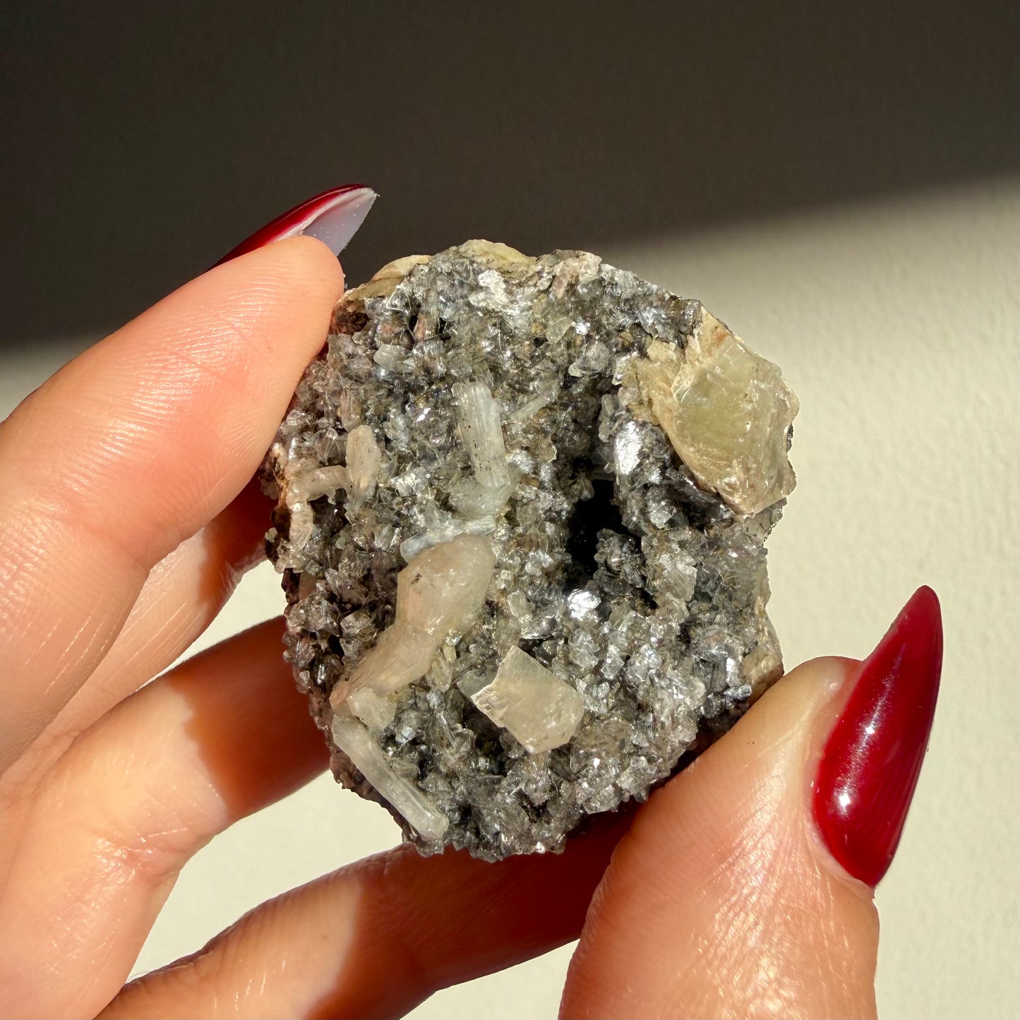Micro Heulandite + Chalcedony On Calcite Cluster
