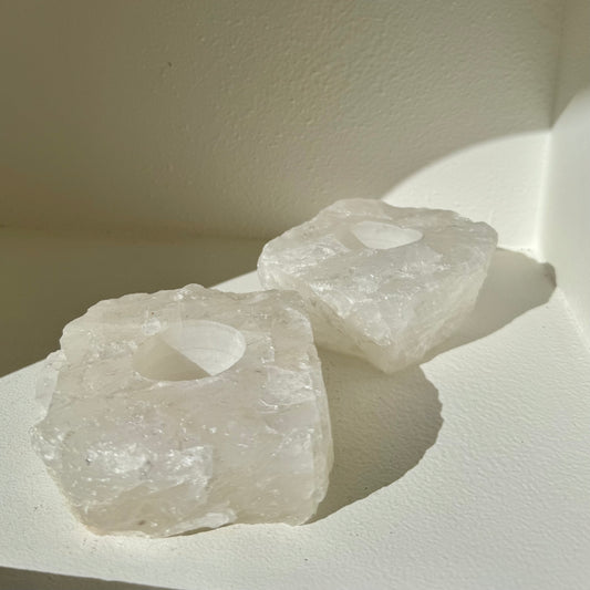 Clear Quartz Tea Light Holder