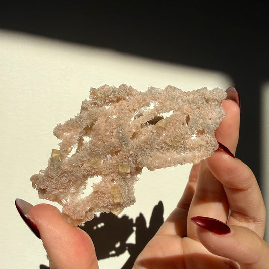 Calcite on Pink Micro Heulandite Cluster
