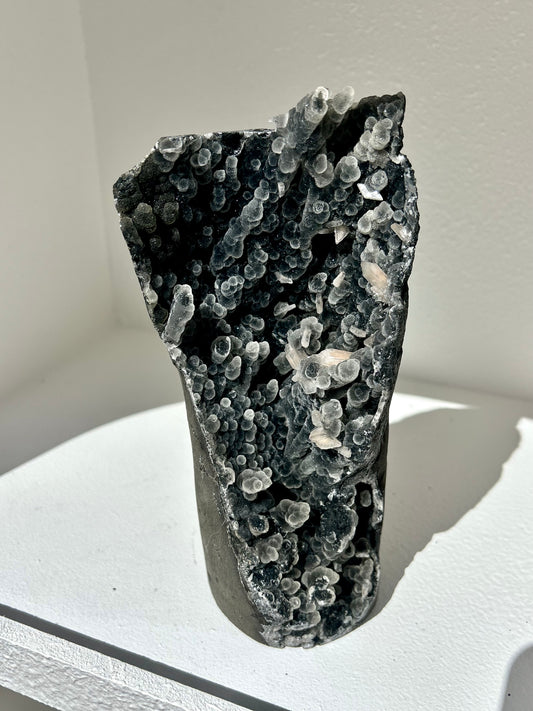 Black Stalactite Chalcedony + Heulandite Freestanding Cluste