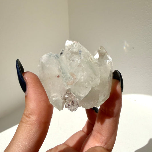 Diamond Apophyllite + Heulandite On White Chalcedony Cluster