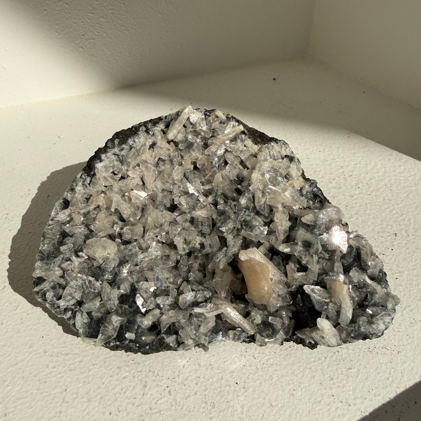 Heulandite On Black Chalcedony Cluster