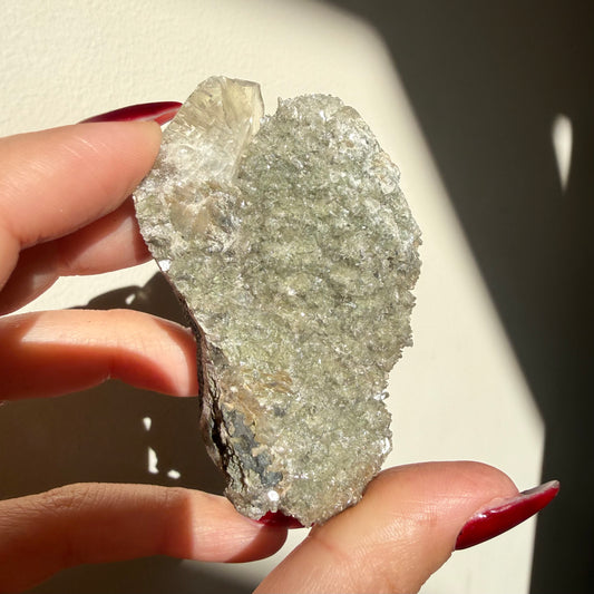 Micro Heulandite + Chalcedony On Calcite Cluster