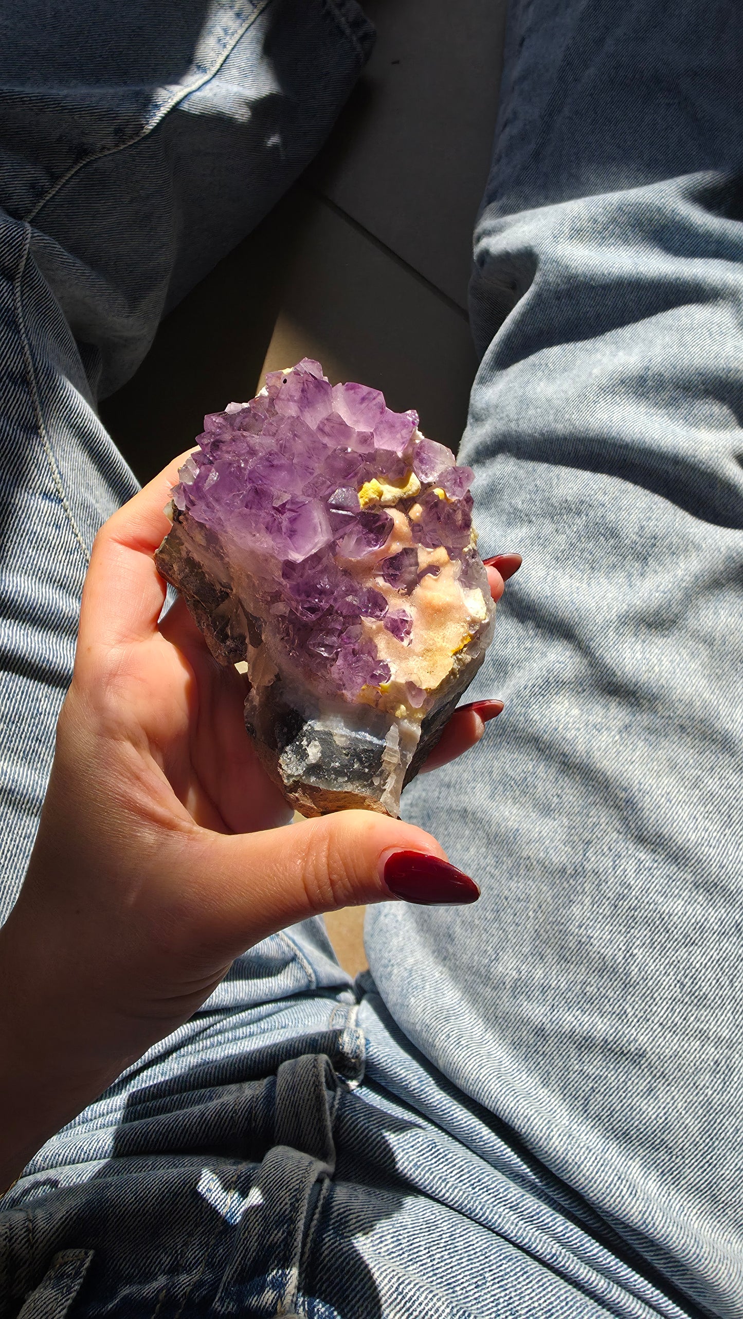 Amethyst with Pink Amethyst Sugar Druzy Cluster