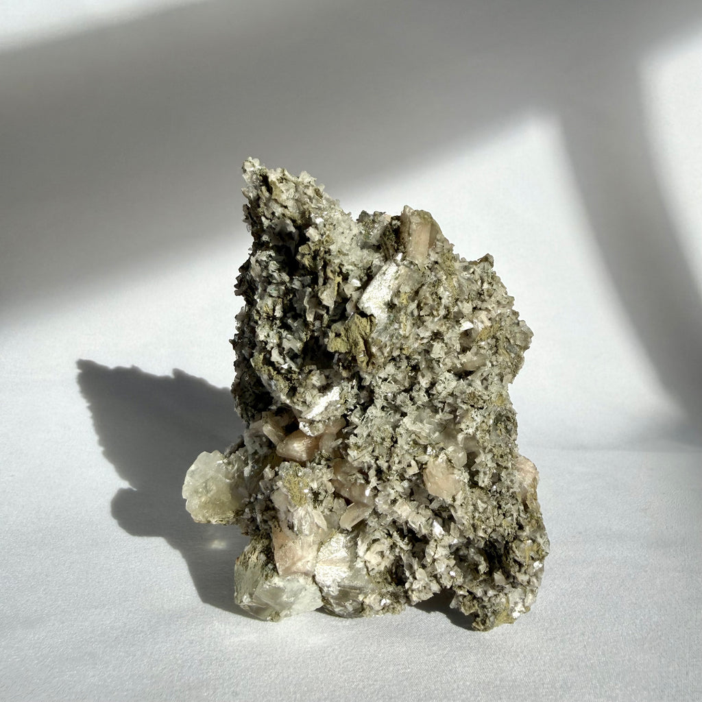 Micro Heulandite + Stilbite + Calcite On Matrix Freeform