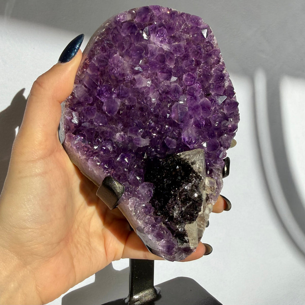 Calcite & Goethite On Uruguayan Amethyst