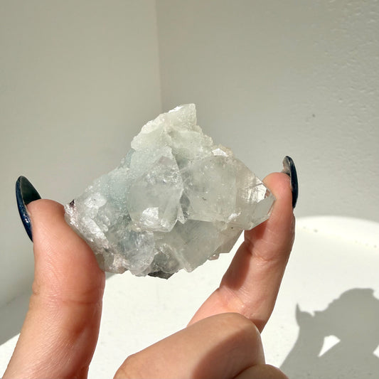 Diamond Apophyllite + Heulandite On White Chalcedony Cluster