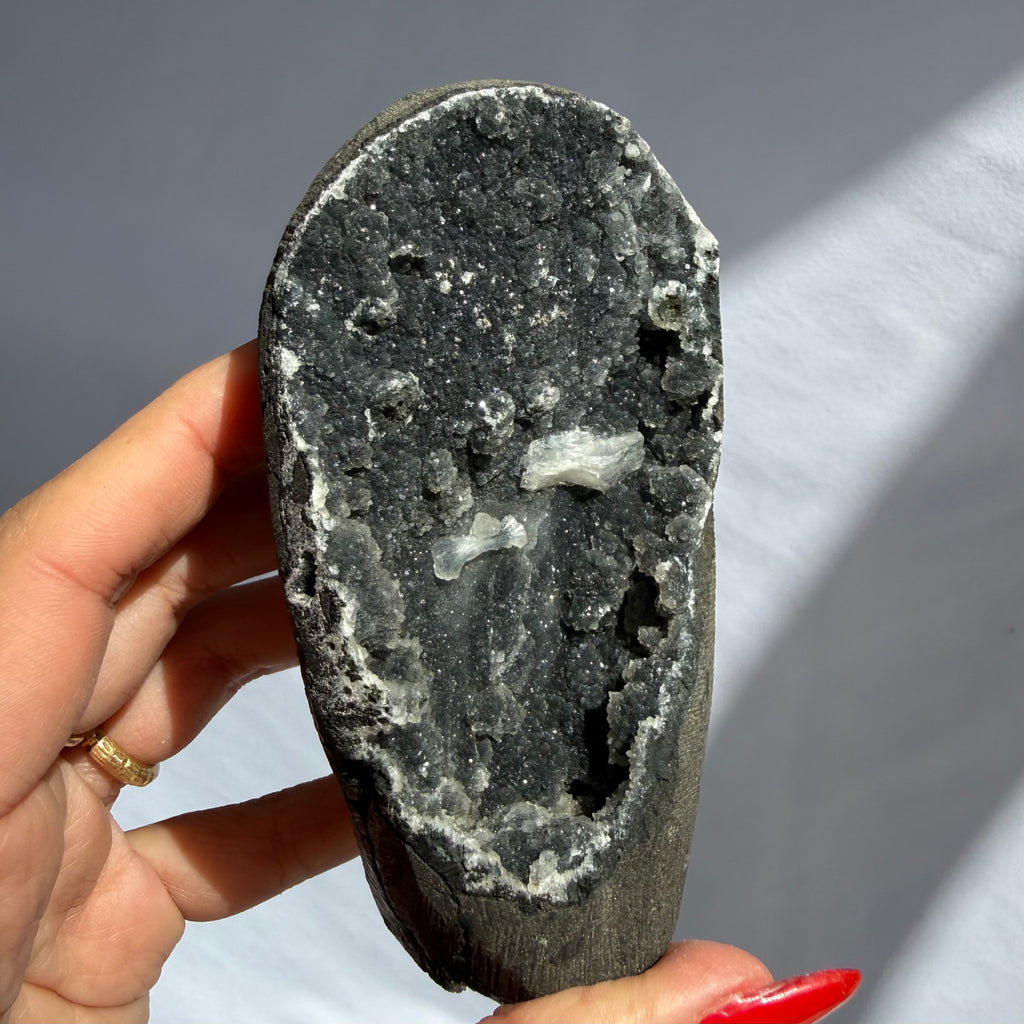 Heulandite On Black Chalcedony Freeform