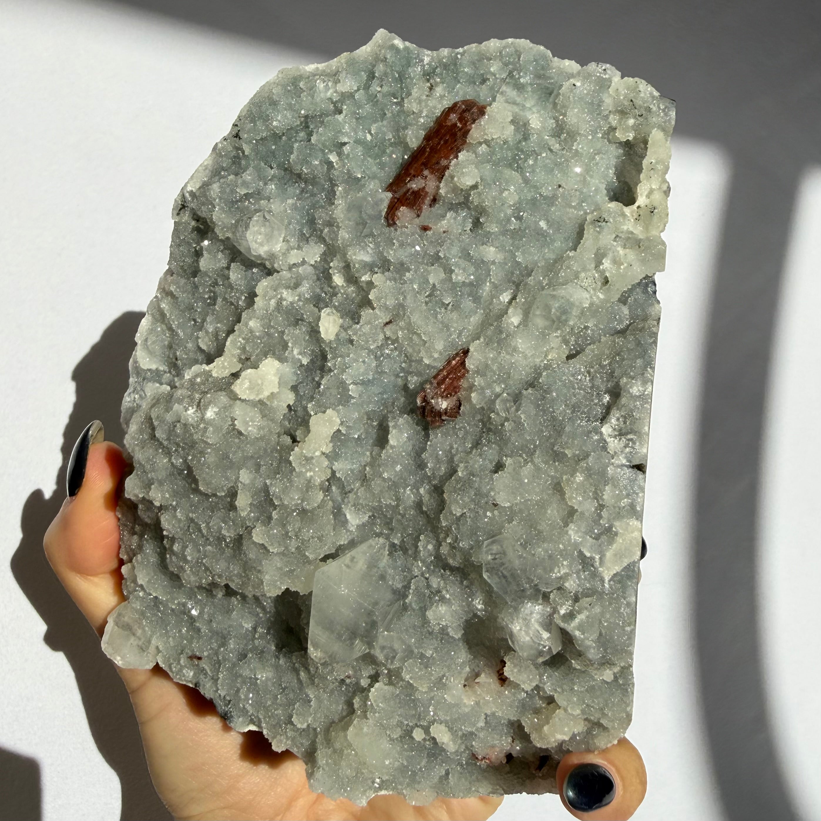 Heulandite & Apophyllite On Blue Chalcedony Freeform