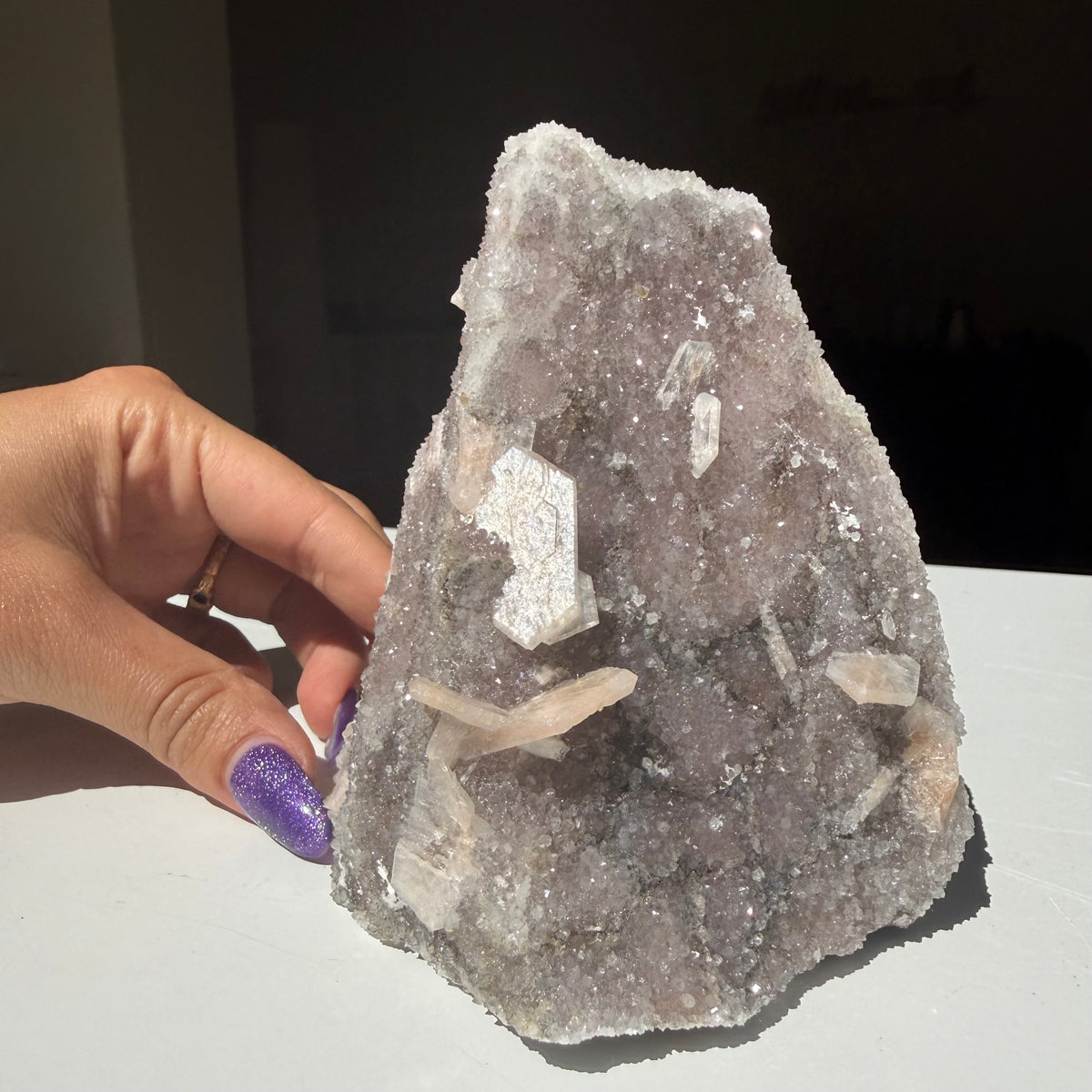 Heulandite On Blush Chalcedony Freeform