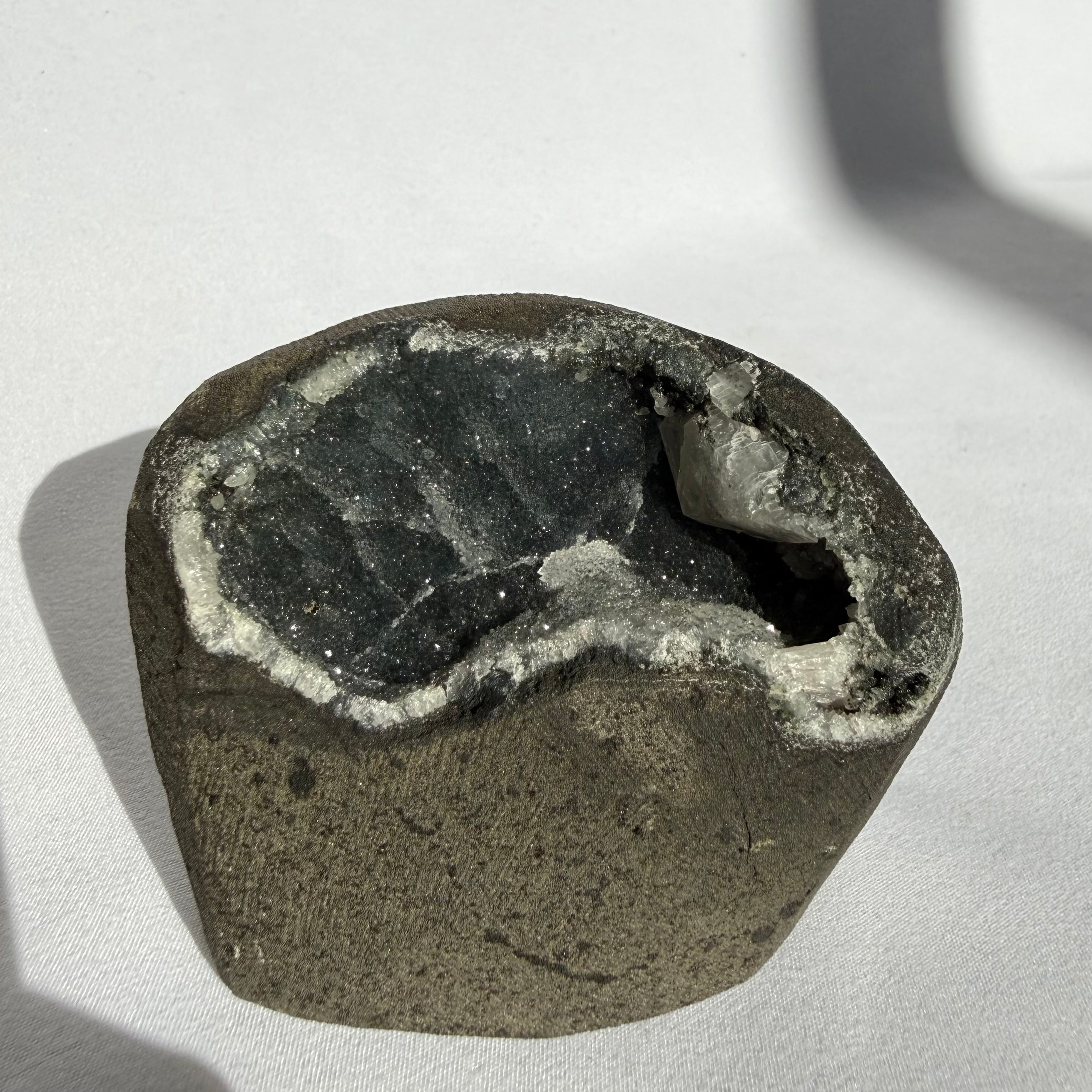 Calcite On Black Chalcedony Freeform