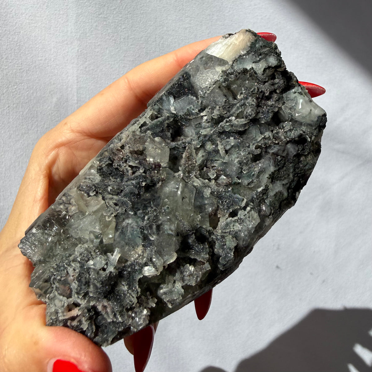 Black Chalcedony & Heulandite On Apophyllite Cluster