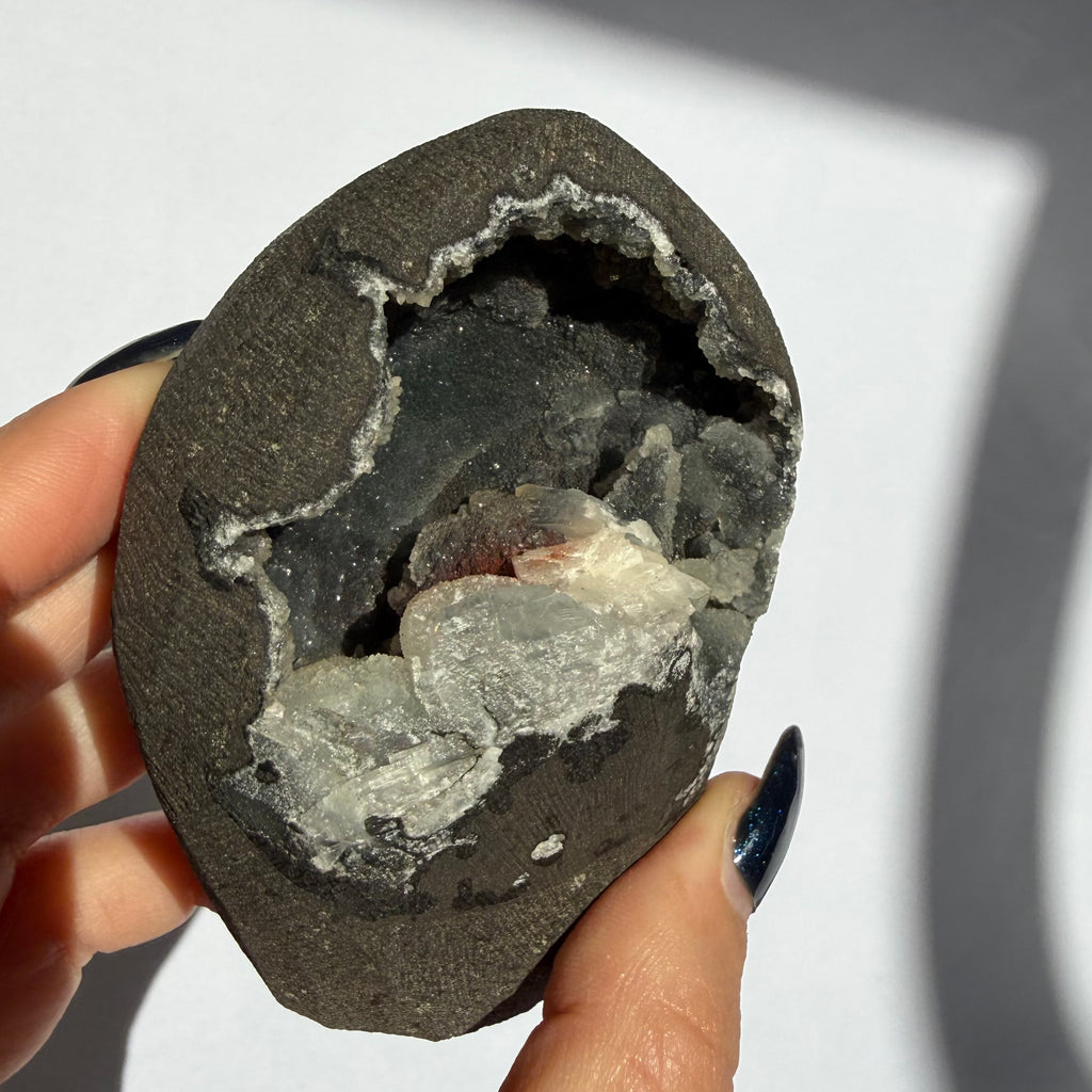 Calcite On Black Chalcedony Freeform