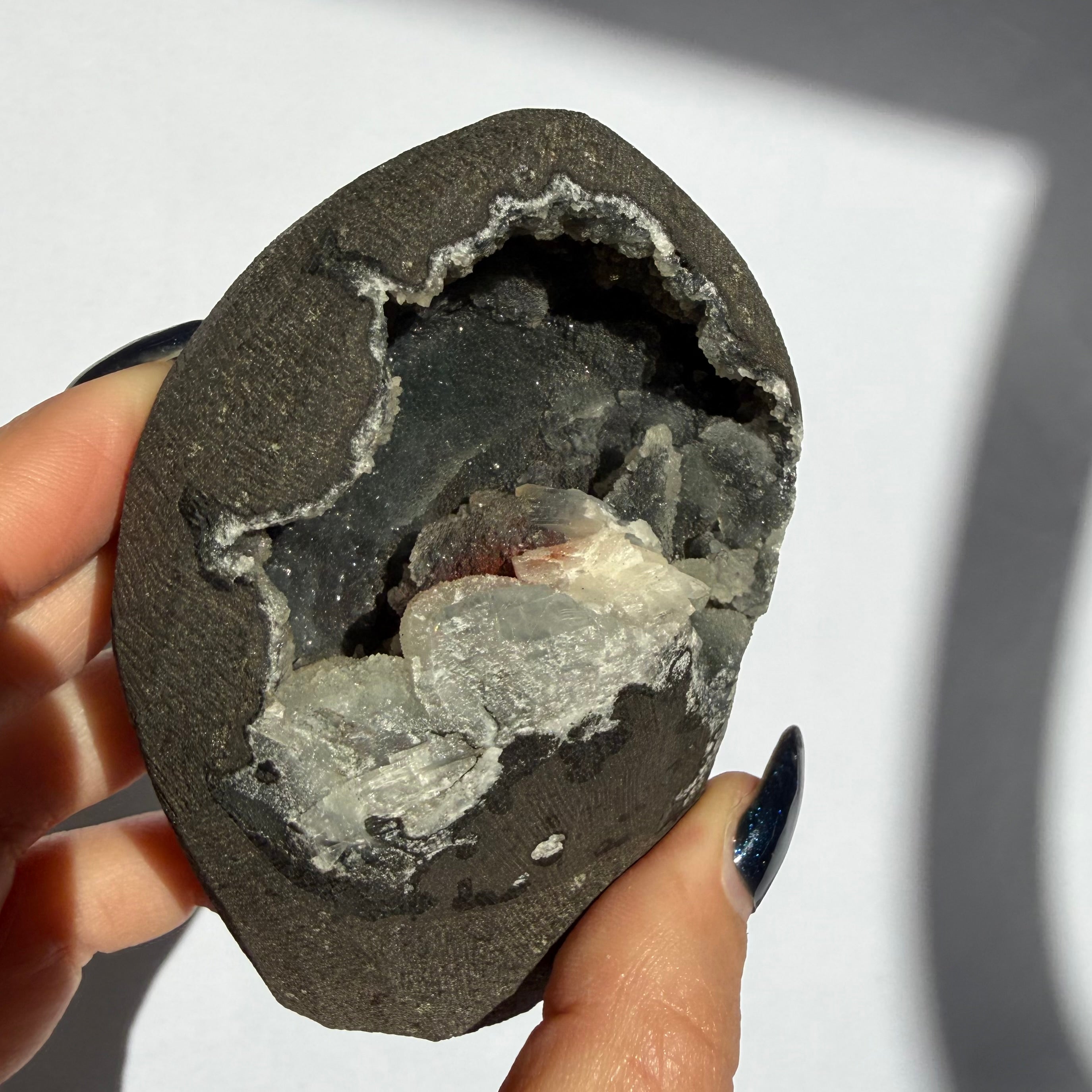 Calcite On Black Chalcedony Freeform