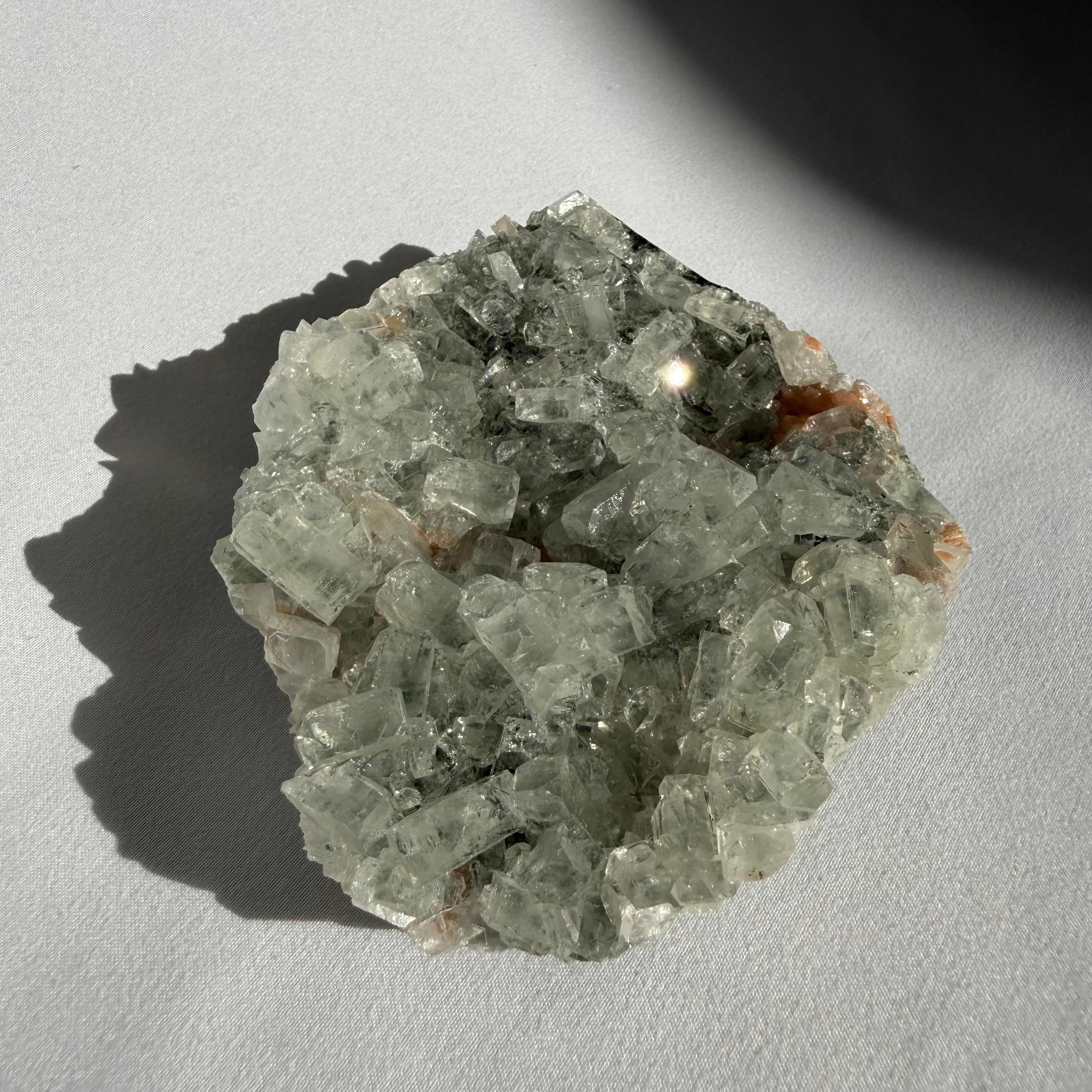 Stilbite On Stormy Apophyllite Cluster