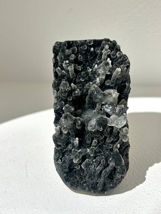 Black Stalactite Chalcedony + Apophyllite Freestanding Cluster