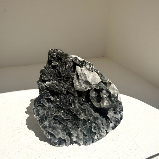 Black Stalactite Chalcedony+ Calcite Freestanding Cluster
