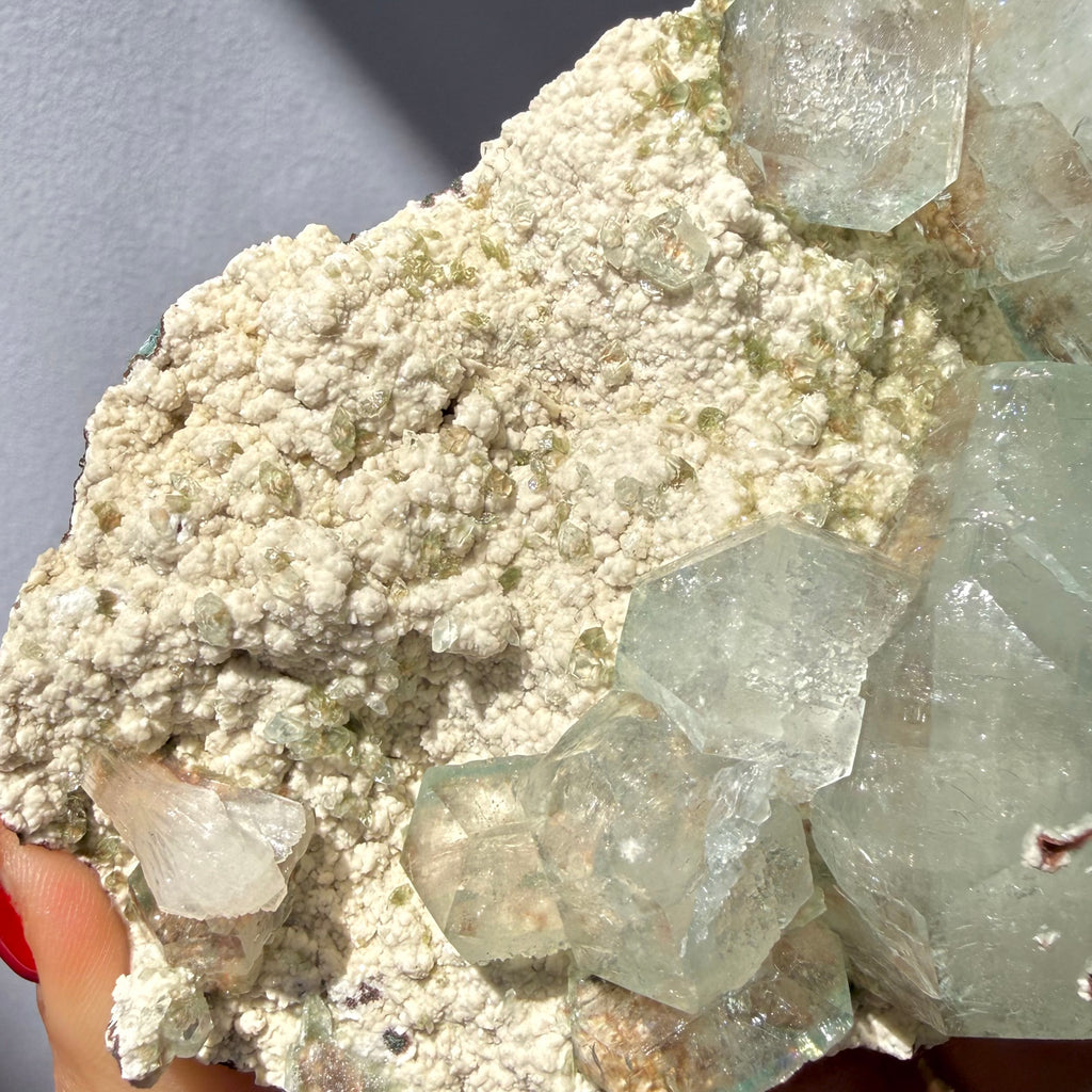 Chalcedony On Green Apophyllite Cluster