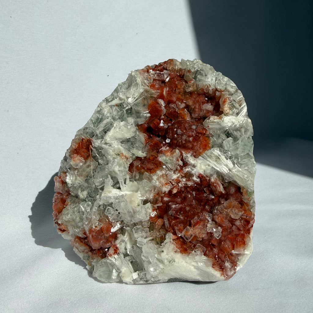 Scolecite On Red Apophyllite Freeform