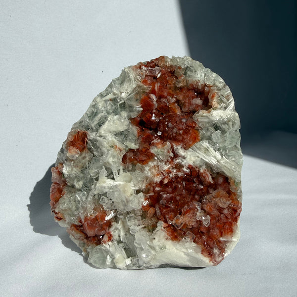 Scolecite On Red Apophyllite Freeform