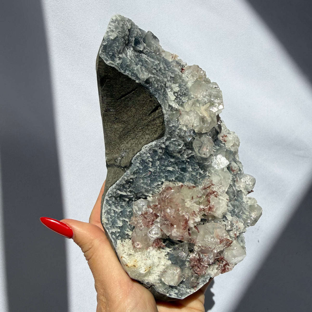 Apophyllite & Heulandite On Blue Chalcedony Freeform