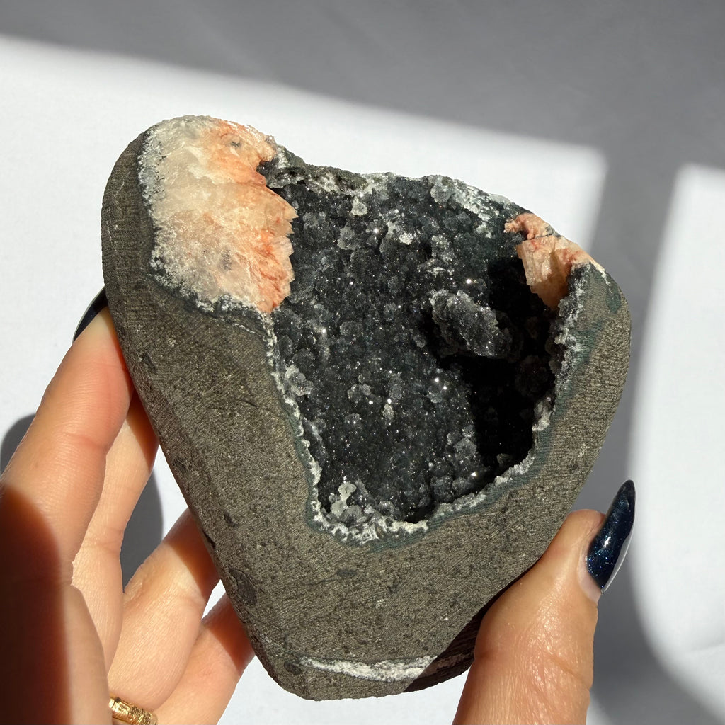 Heulandite On Black Chalcedony Freeform