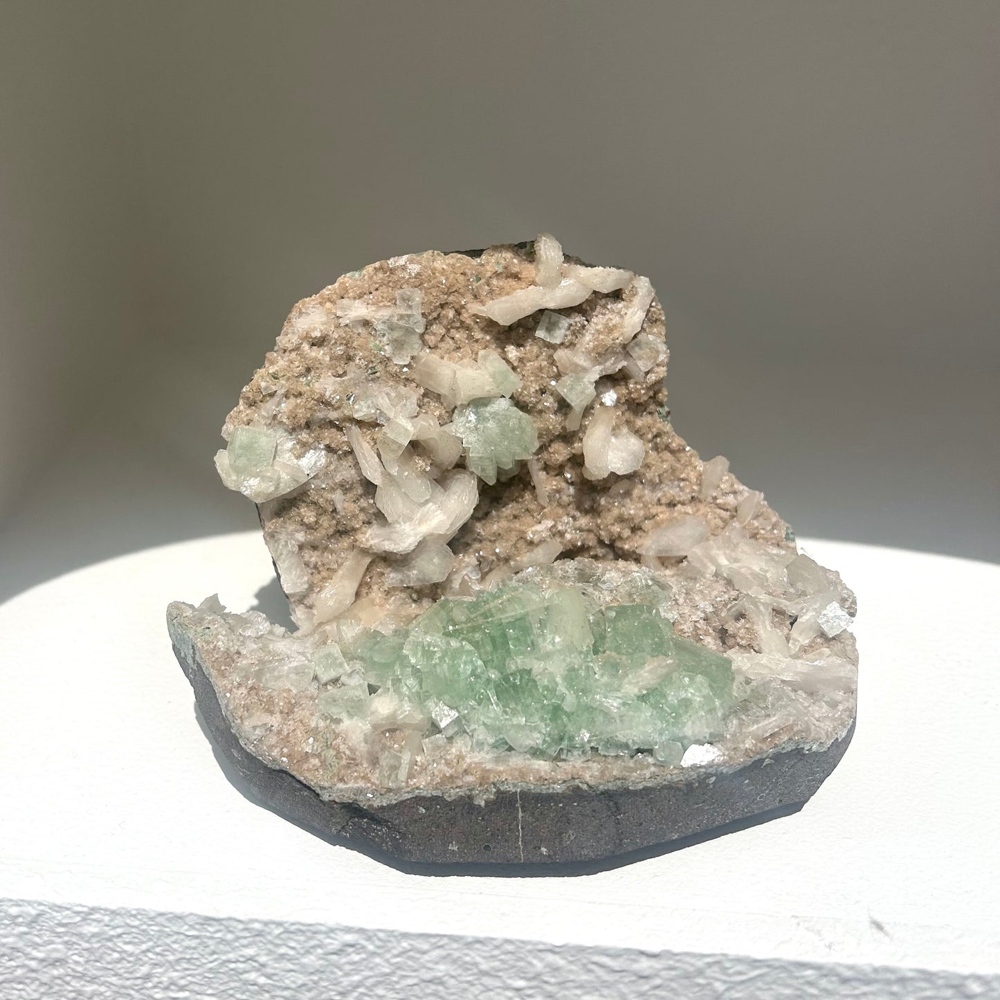 Green Apophyllite + Heulandite + Stilbite Cluster