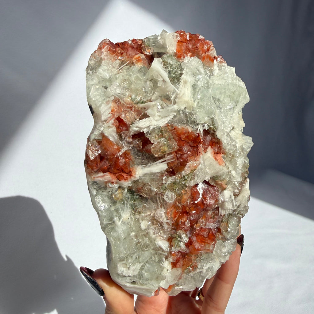 Scolecite On Red Apophyllite Freeform
