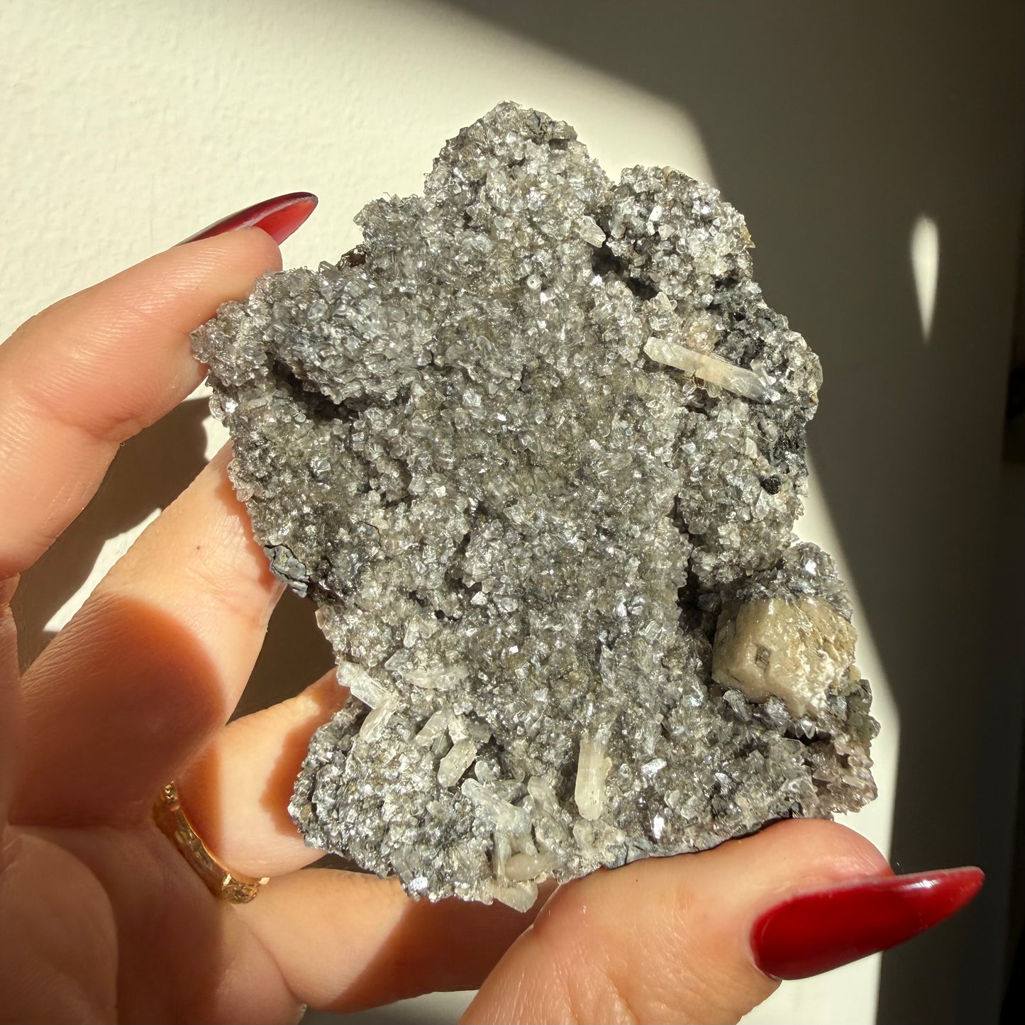 Micro Heulandite + Chalcedony On Calcite Cluster