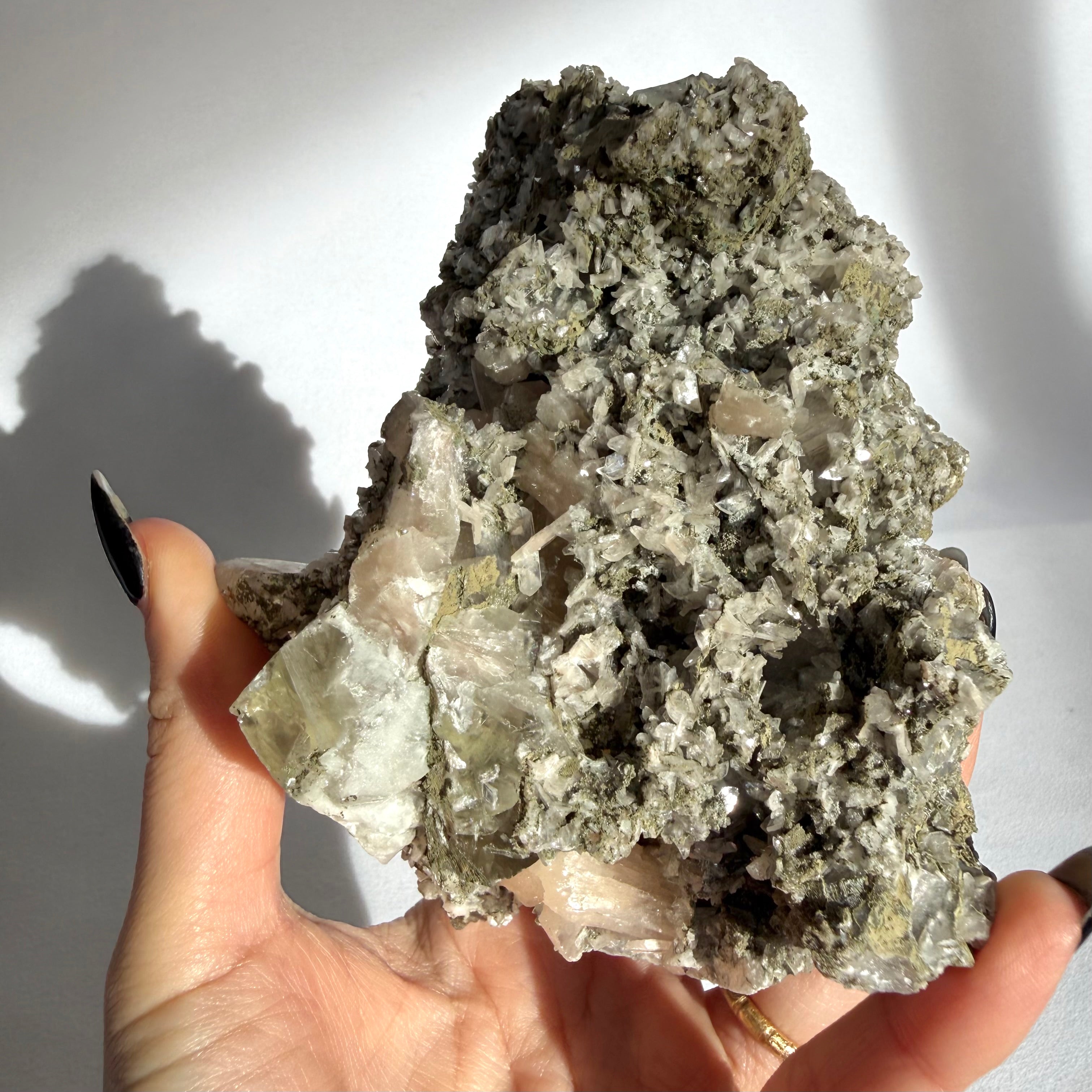 Micro Heulandite + Stilbite + Calcite On Matrix Freeform