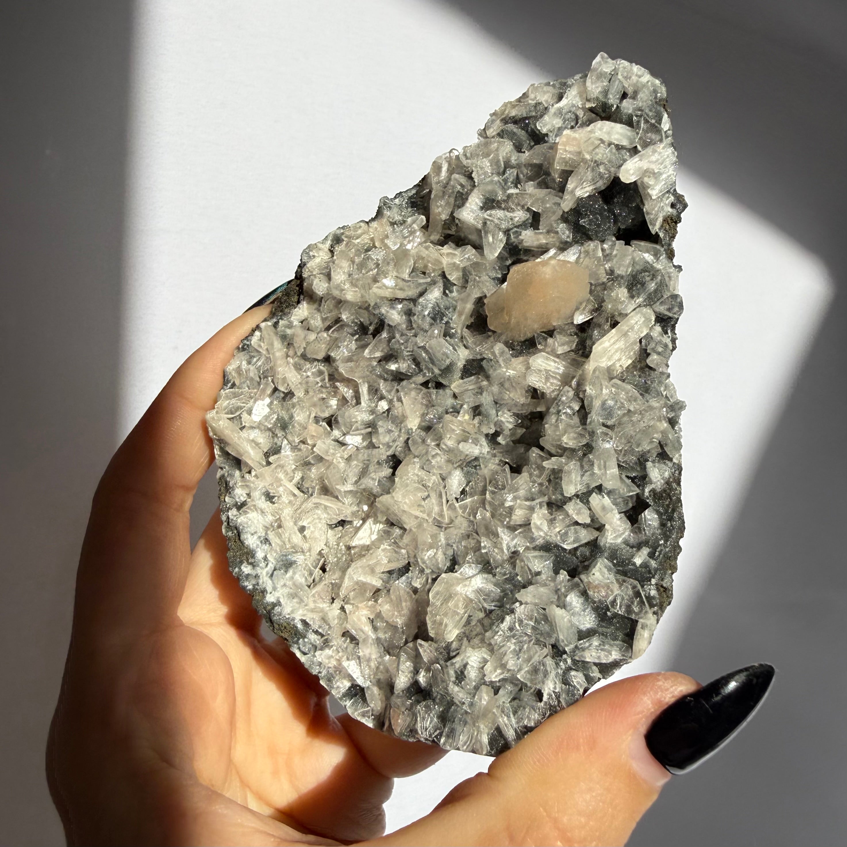 Heulandite On Black Chalcedony Cluster