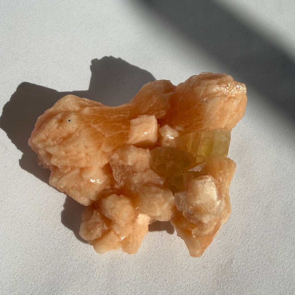 Green Apophyllite On Stilbite Cluster