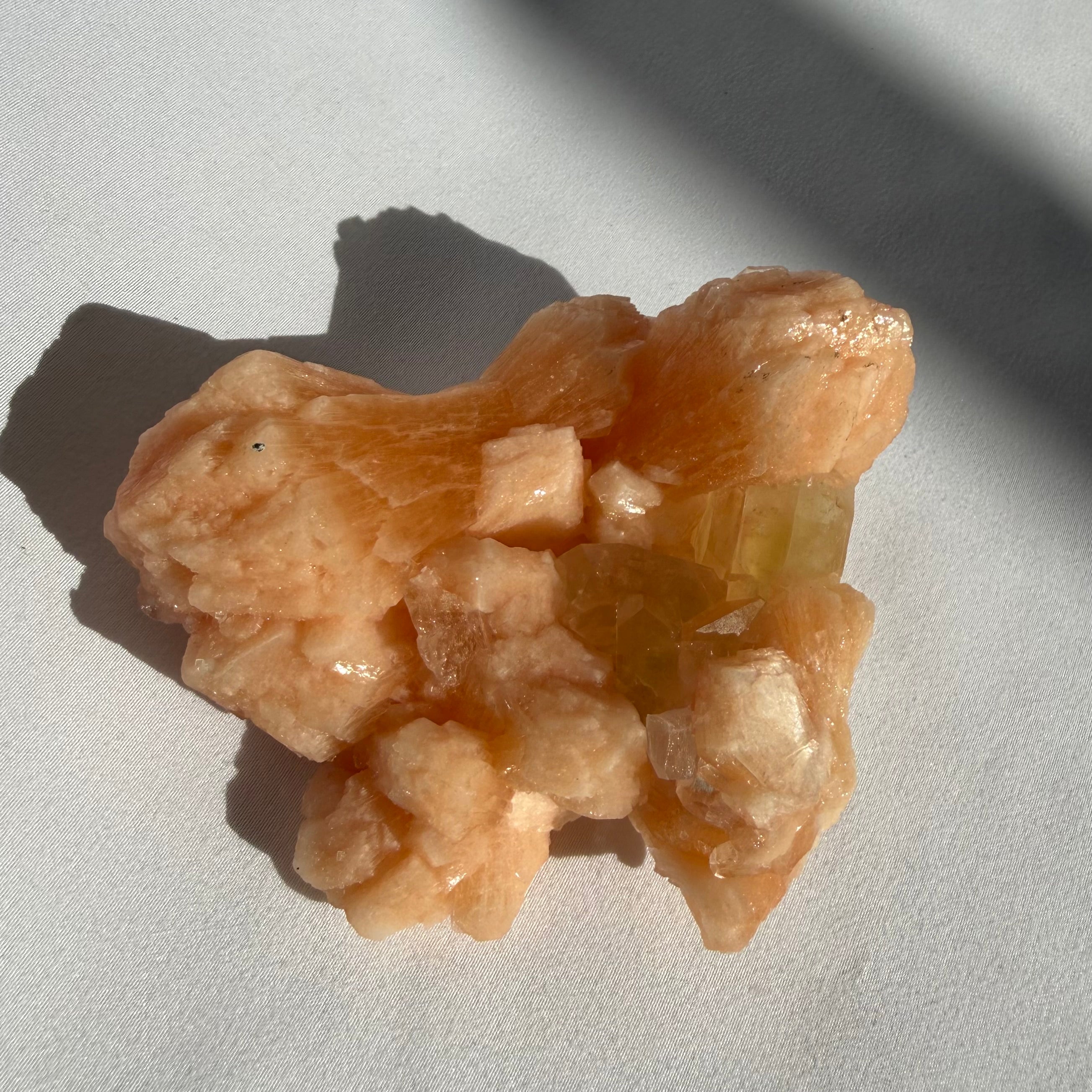 Green Apophyllite On Stilbite Cluster