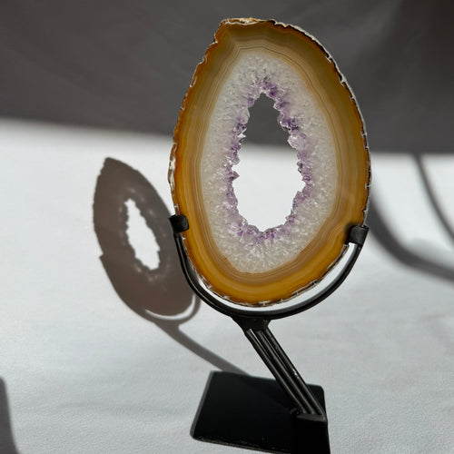 Agate Amethyst Slice On Stand