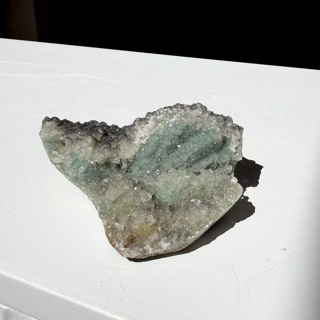 Heulandite, Chalcedony, Celadonite On Feldspar Quartz Cluster