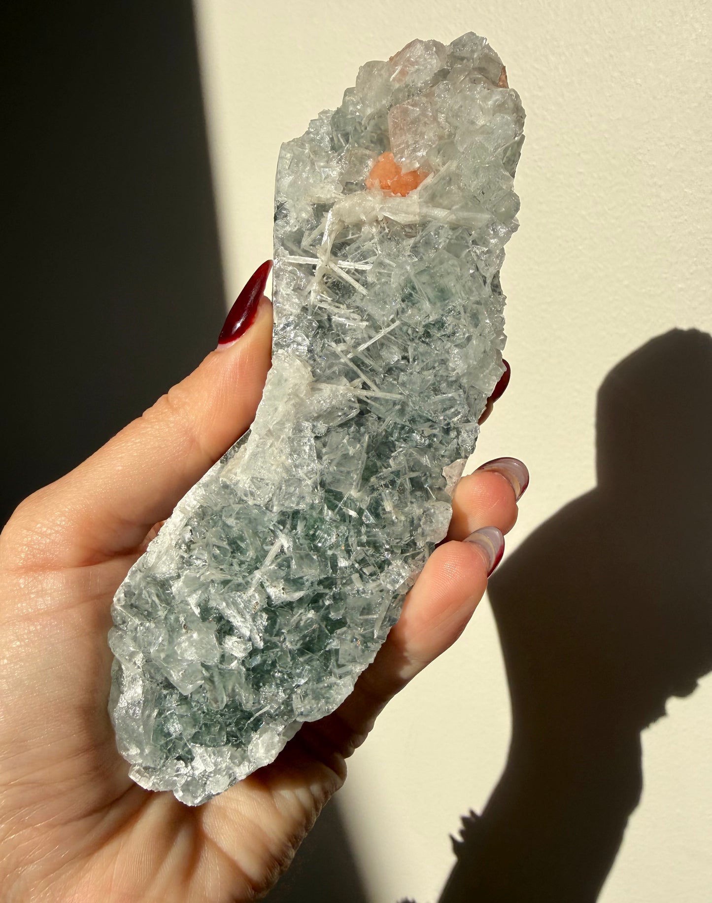 Scolecite & Stilbite On Stormy Apophyllite Cluster