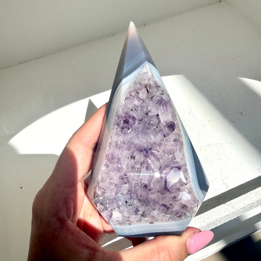 Agate Amethyst Druzy Chunky Twisted Point Diamond