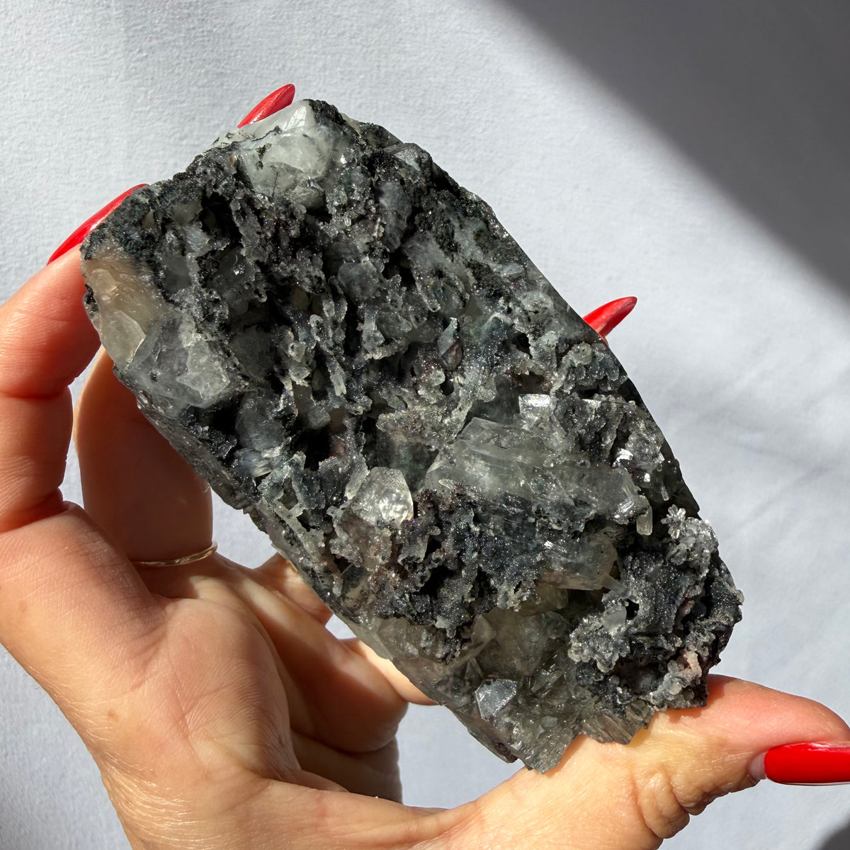 Black Chalcedony & Heulandite On Apophyllite Cluster
